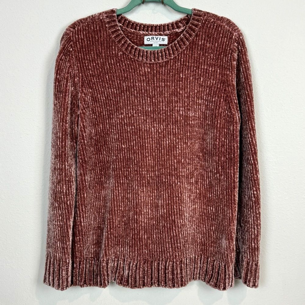 Orvis Dusty Pink Chenille Crewneck Sweater L